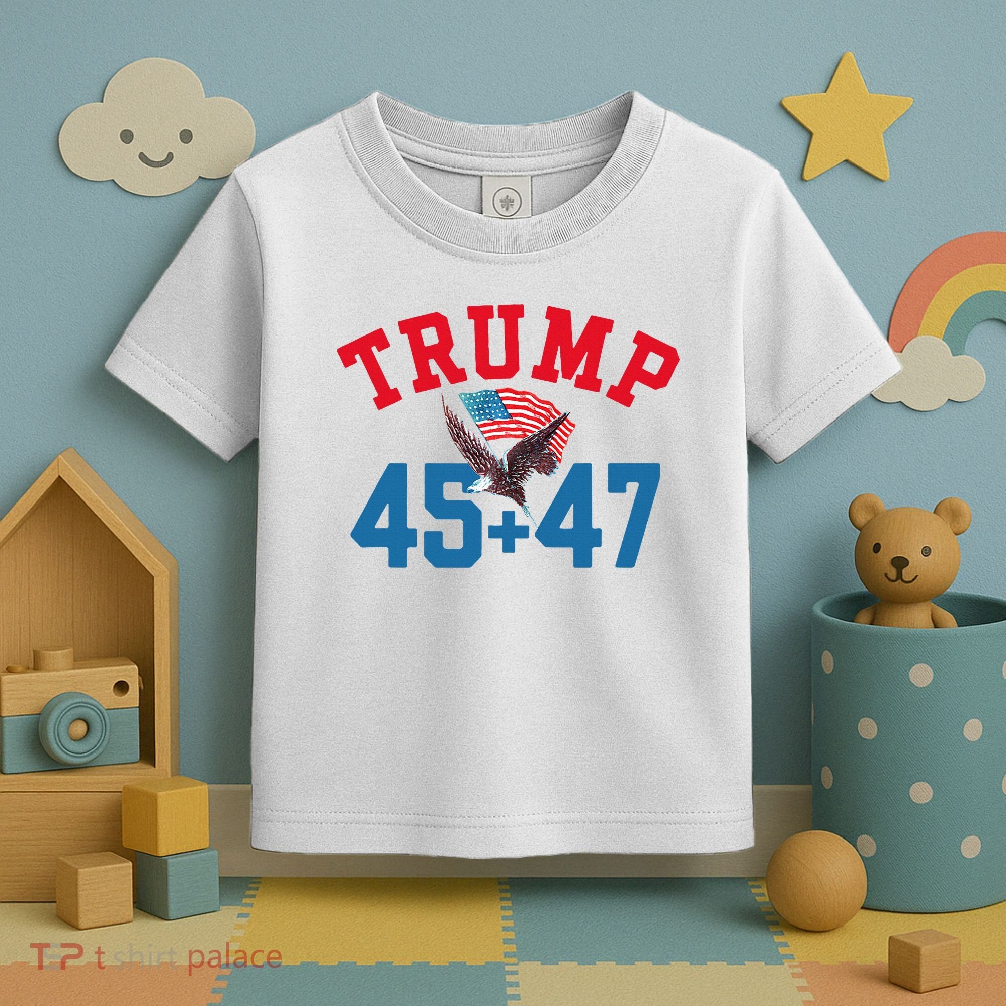 Patriotic Trump 45 And 47 Victory Winner Won Patriotic Flag Toddler T-Shirt