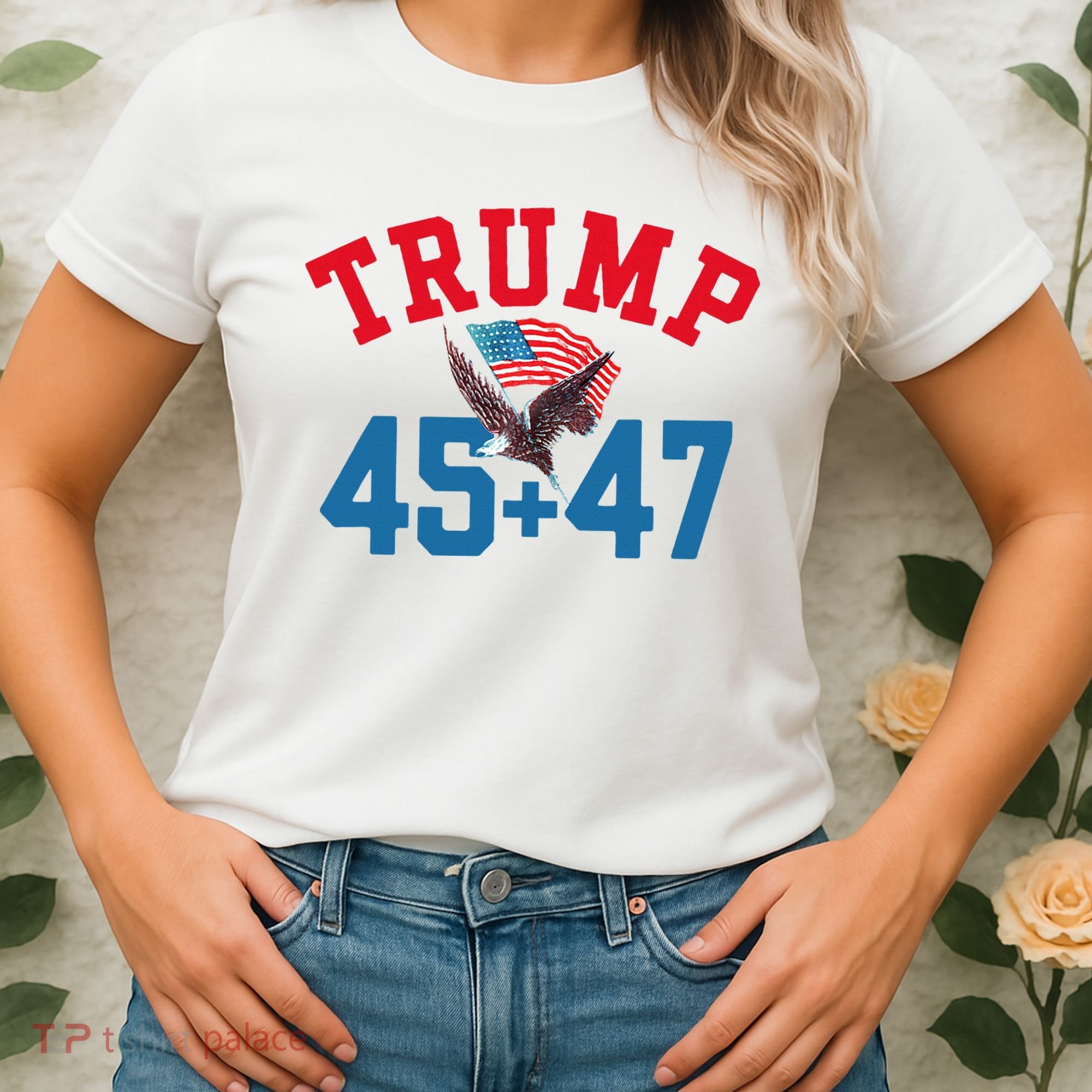 Patriotic Trump 45 And 47 Victory Winner Won Patriotic Flag Women's T-Shirt