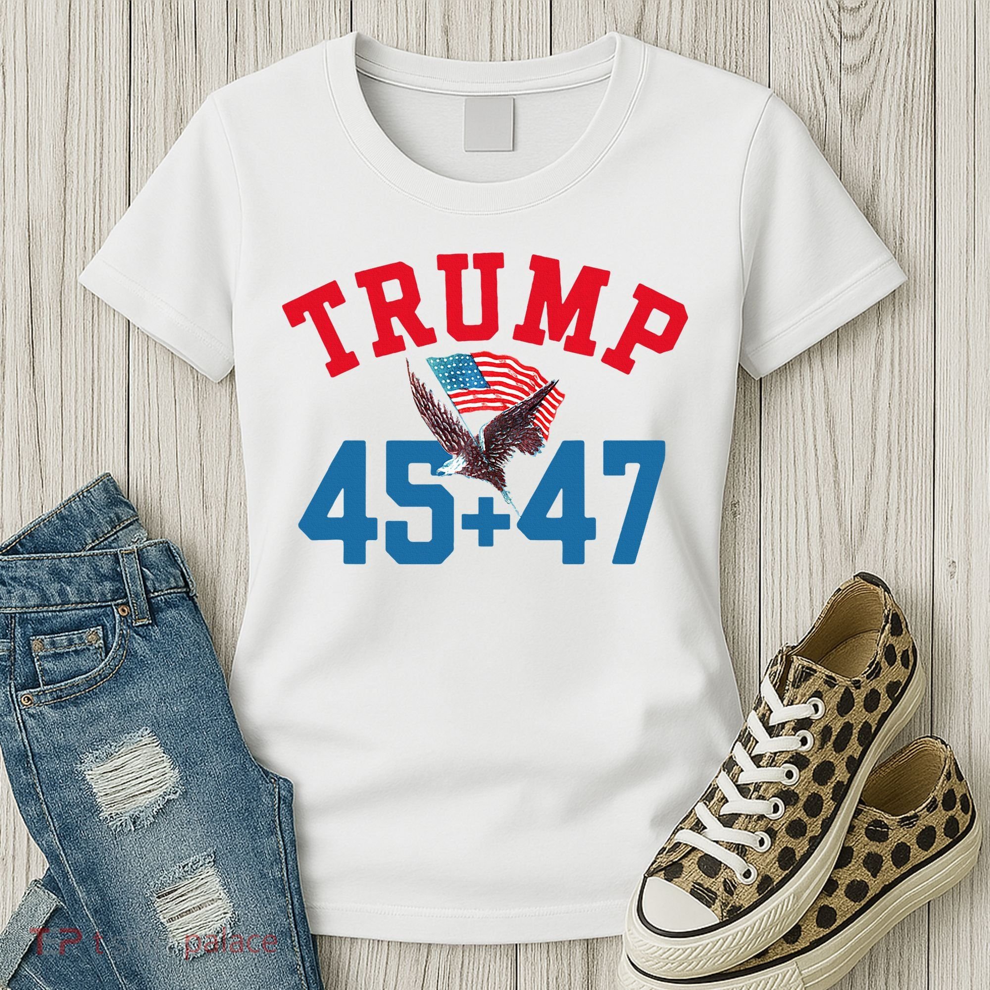 Patriotic Trump 45 And 47 Victory Winner Won Patriotic Flag Women's T-Shirt