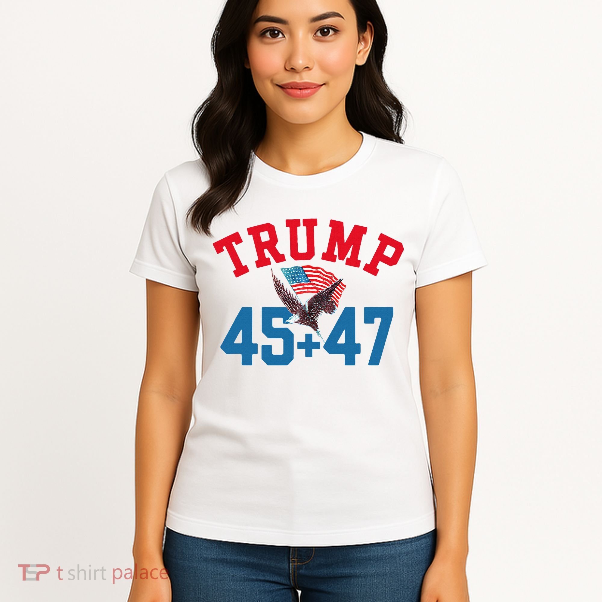 Patriotic Trump 45 And 47 Victory Winner Won Patriotic Flag Women's T-Shirt