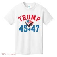 Patriotic Trump 45 And 47 Victory Winner Won Patriotic Flag Kids T-Shirt thumb 0
