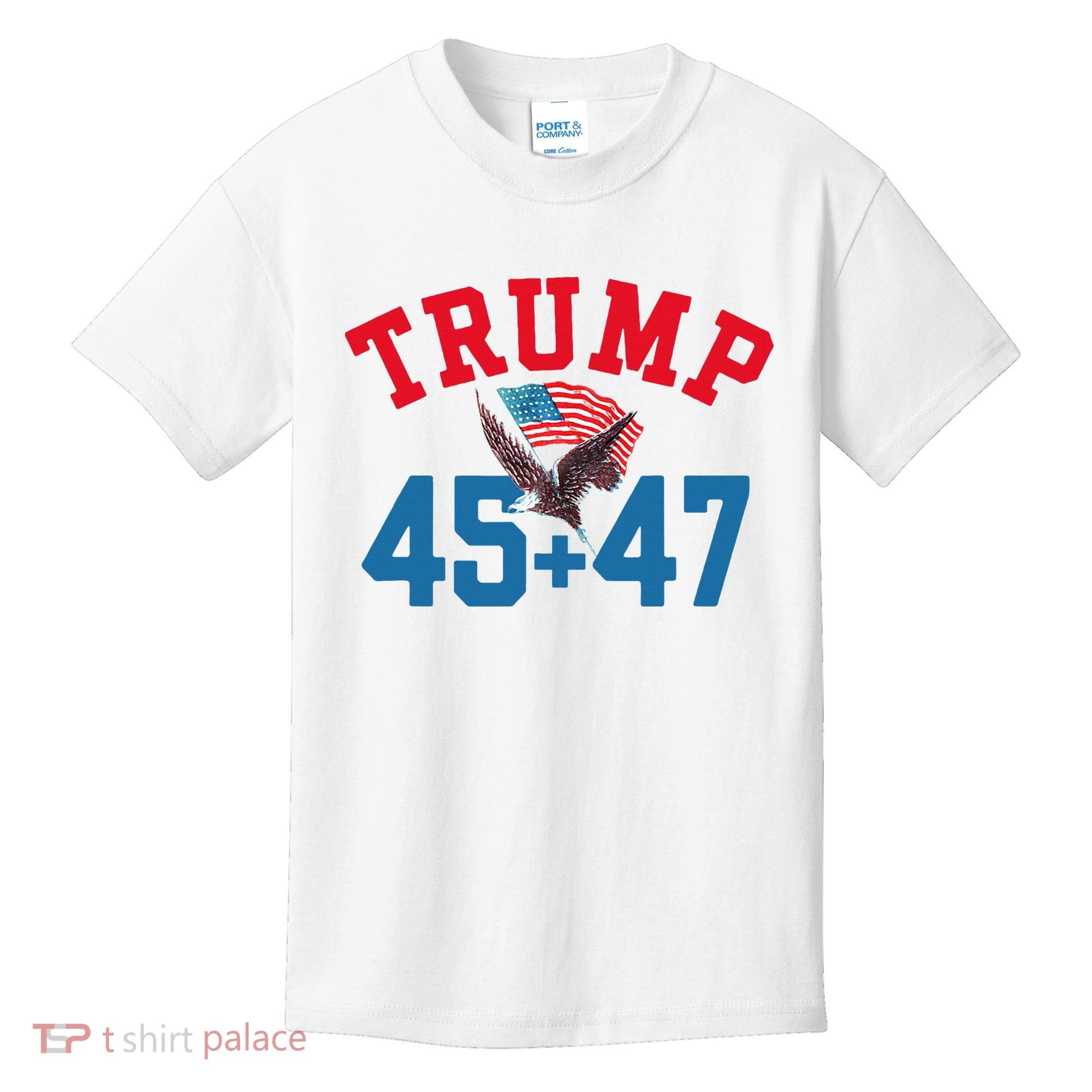 Patriotic Trump 45 And 47 Victory Winner Won Patriotic Flag Kids T-Shirt