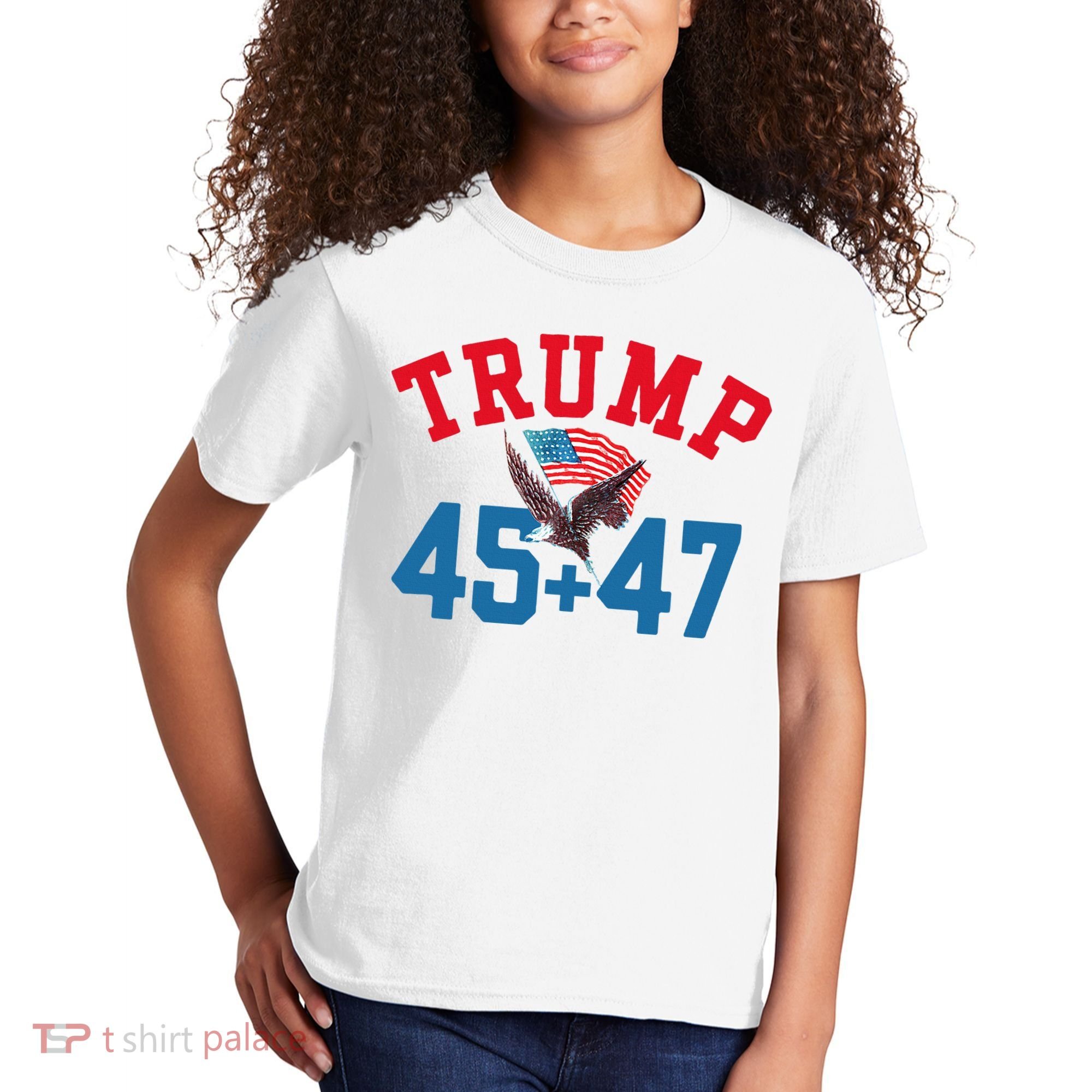 Patriotic Trump 45 And 47 Victory Winner Won Patriotic Flag Kids T-Shirt