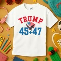 Patriotic Trump 45 And 47 Victory Winner Won Patriotic Flag Kids T-Shirt thumb 3