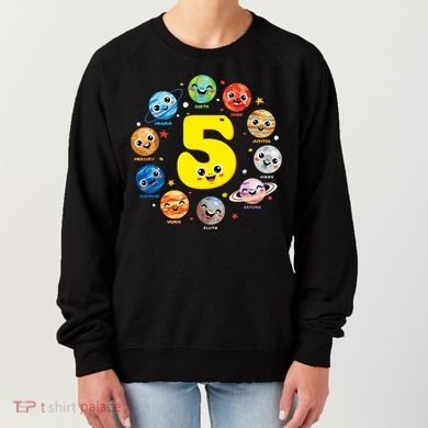 Planets Three 5 Years Old 5th Birthday Boy And Girl Women's Sweatshirt