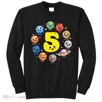 Planets Three 5 Years Old 5th Birthday Boy And Girl Sweatshirt
