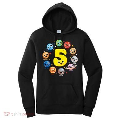 Planets Three 5 Years Old 5th Birthday Boy And Girl Women's Hoodie