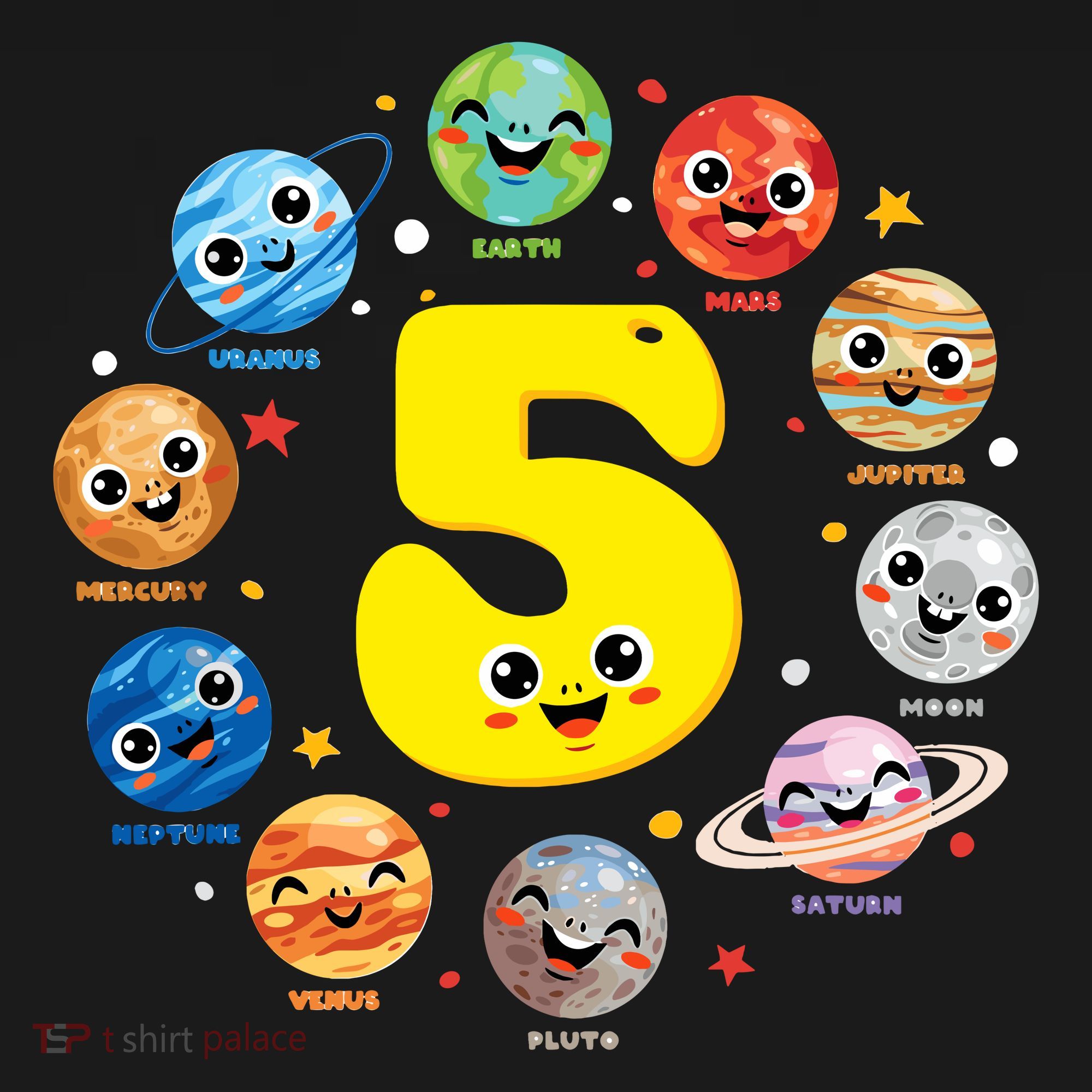 Planets Three 5 Years Old 5th Birthday Boy And Girl Women's Hoodie