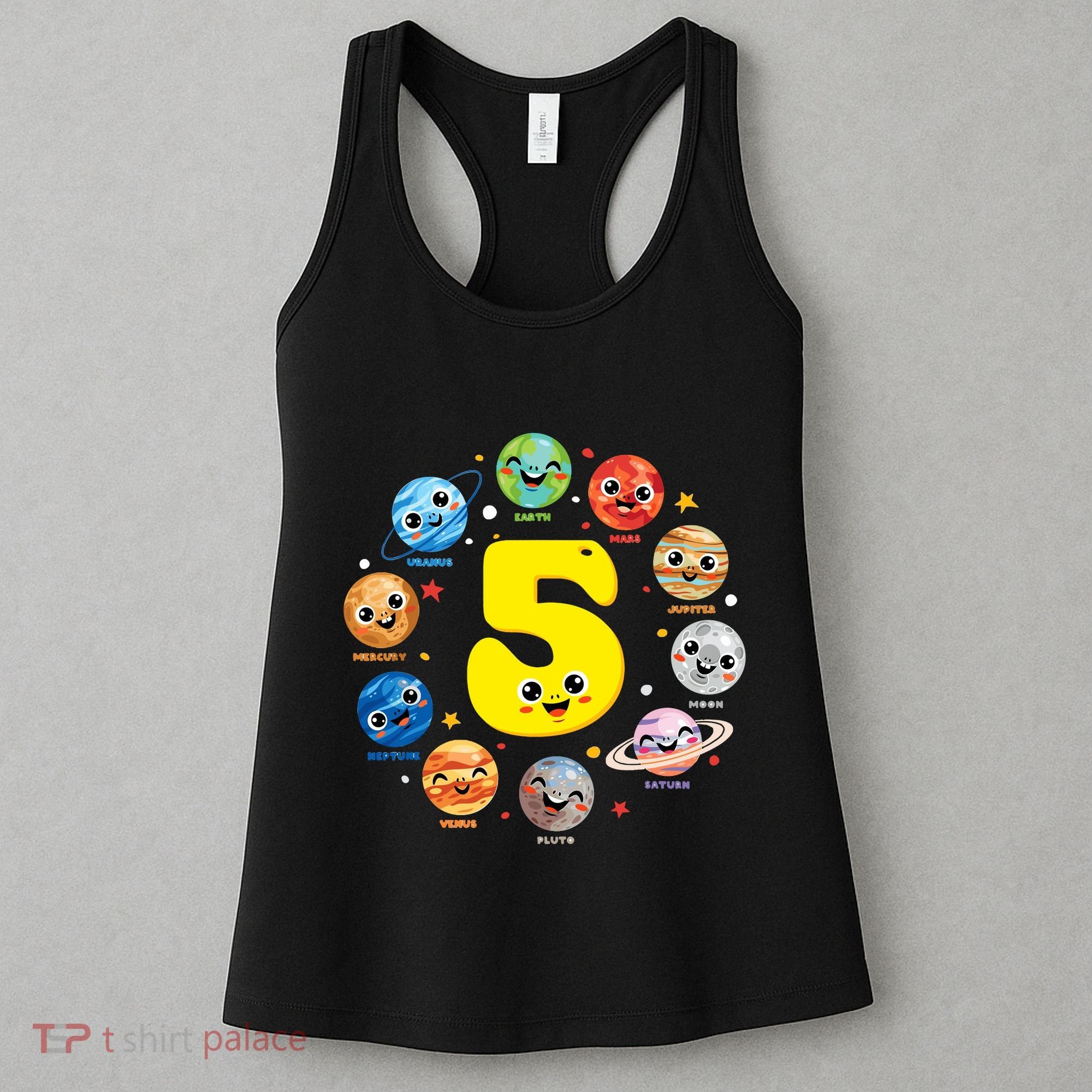Planets Three 5 Years Old 5th Birthday Boy And Girl Women's Tank Top