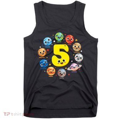 Planets Three 5 Years Old 5th Birthday Boy And Girl Tank Top
