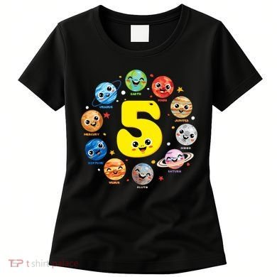 Planets Three 5 Years Old 5th Birthday Boy And Girl Women's T-Shirt