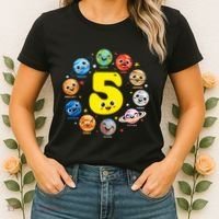 Planets Three 5 Years Old 5th Birthday Boy And Girl Women's T-Shirt thumb 2
