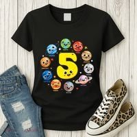 Planets Three 5 Years Old 5th Birthday Boy And Girl Women's T-Shirt thumb 3