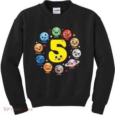 Planets Three 5 Years Old 5th Birthday Boy And Girl Kids Sweatshirt