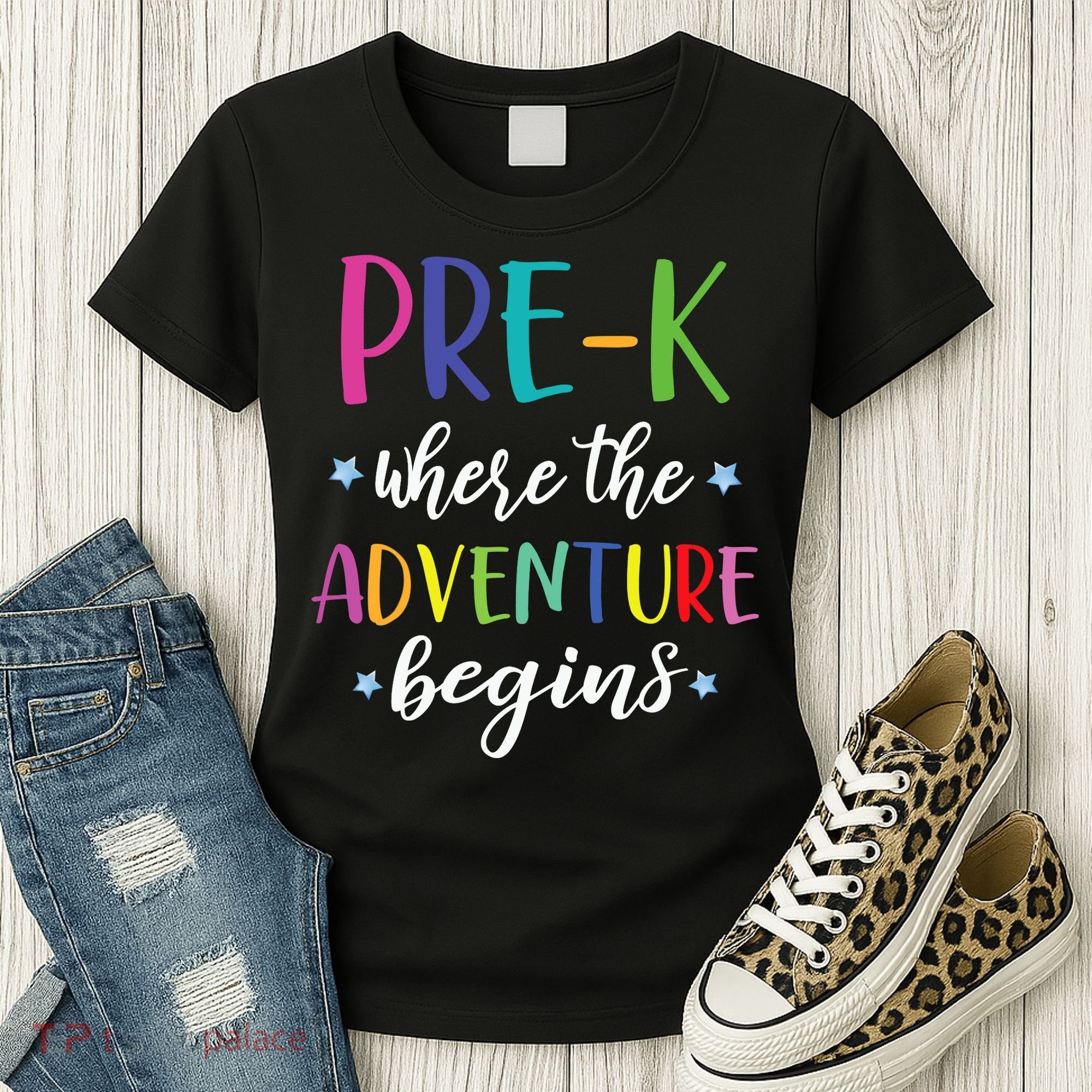 Pre-K Teacher Adventure Begins First Day Preschool Teachers Women's T-Shirt