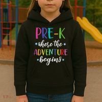 Pre-K Teacher Adventure Begins First Day Preschool Teachers Kids Hoodie thumb 3