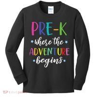 Pre-K Teacher Adventure Begins First Day Preschool Teachers Kids Long Sleeve Shirt thumb 0