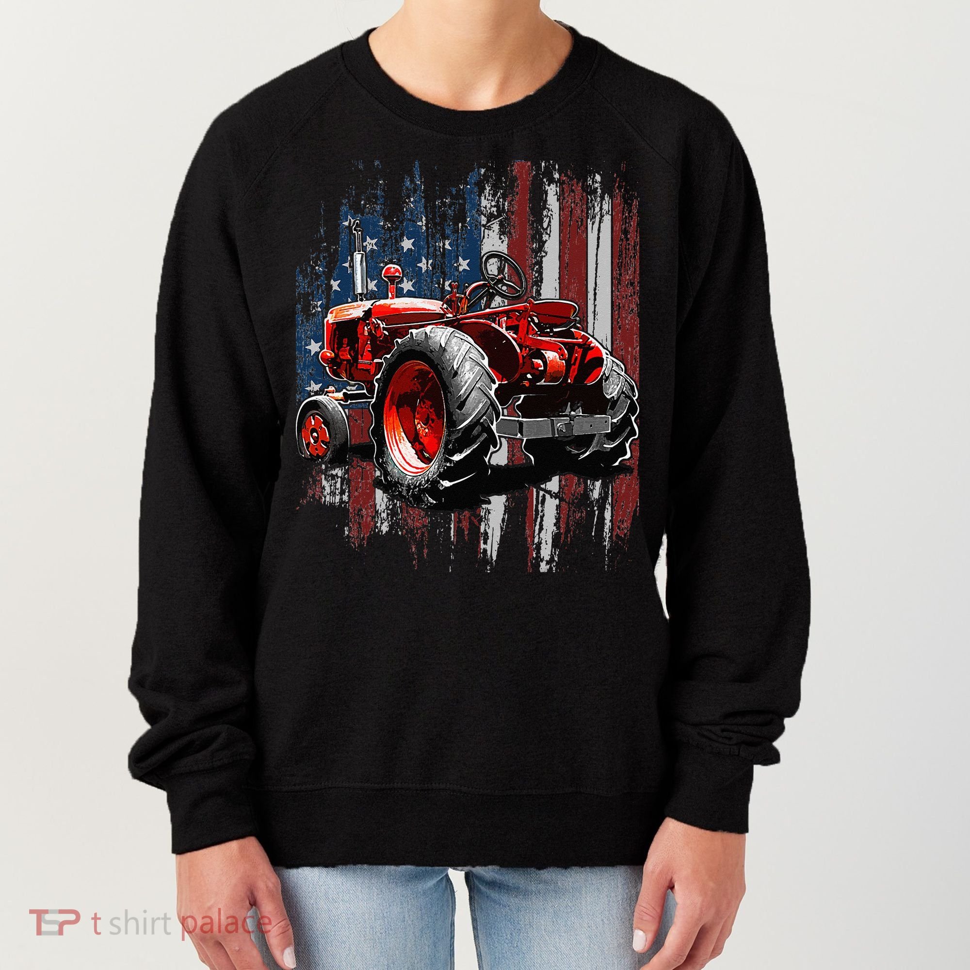 Patriotic Tractor American Flag Tractor Farmer Farm Gift Women's Sweatshirt