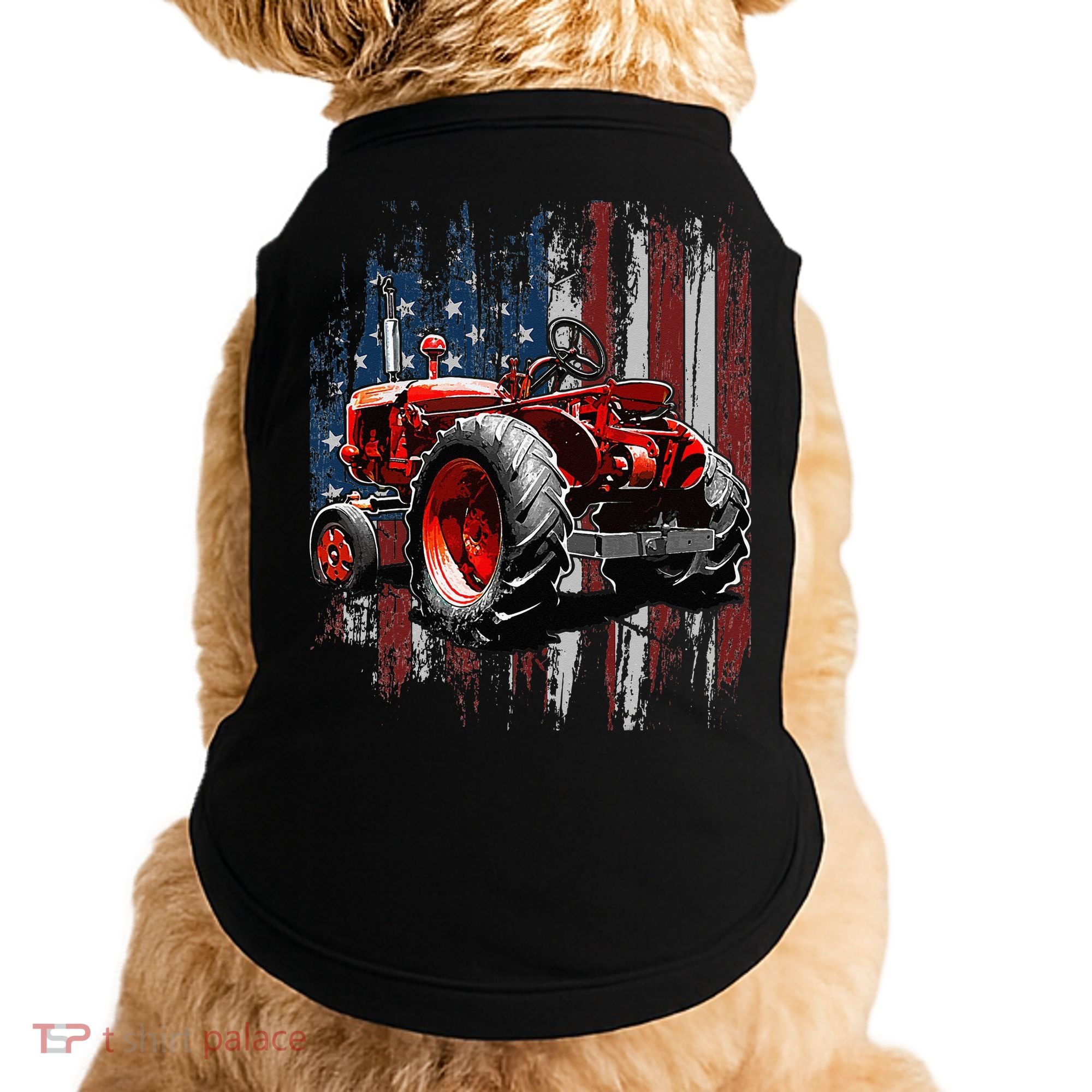 Patriotic Tractor American Flag Tractor Farmer Farm Gift Doggie Tank
