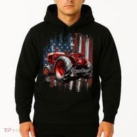 Patriotic Tractor American Flag Tractor Farmer Farm Gift Hoodie thumb 2