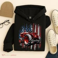 Patriotic Tractor American Flag Tractor Farmer Farm Gift Hoodie thumb 4