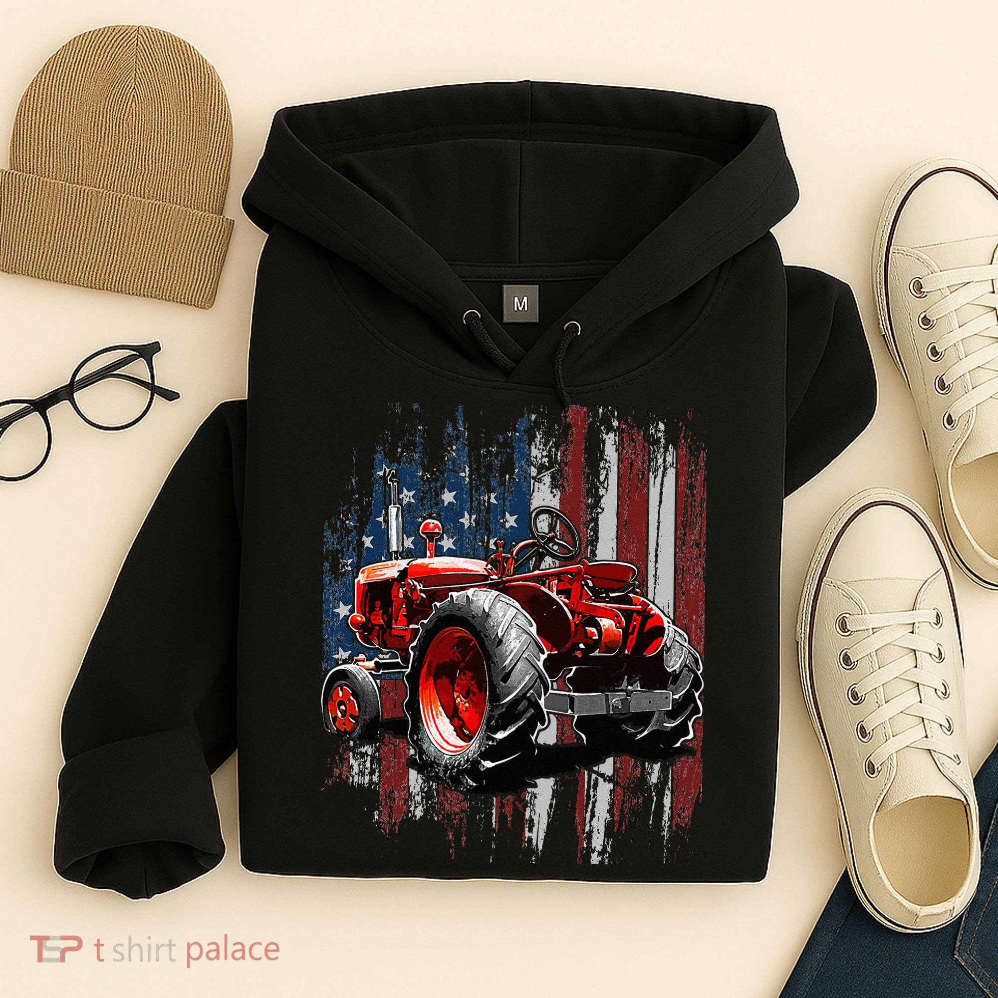 Patriotic Tractor American Flag Tractor Farmer Farm Gift Hoodie