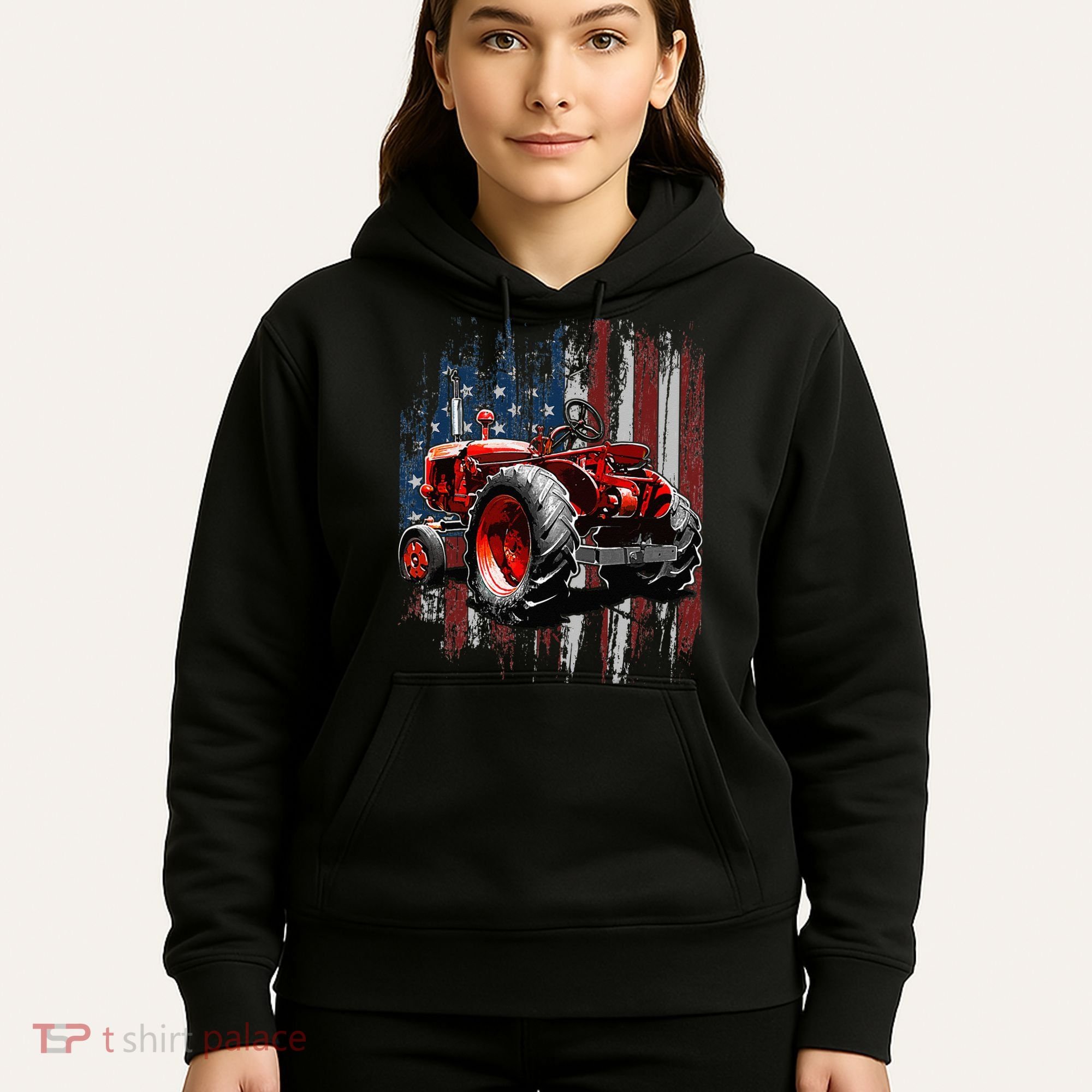 Patriotic Tractor American Flag Tractor Farmer Farm Gift Hoodie