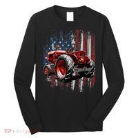 Patriotic Tractor American Flag Tractor Farmer Farm Gift Long Sleeve Shirt thumb 0