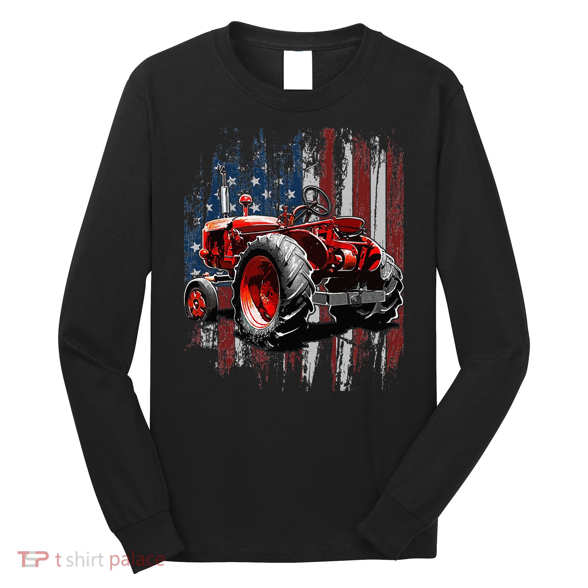 Patriotic Tractor American Flag Tractor Farmer Farm Gift Long Sleeve Shirt