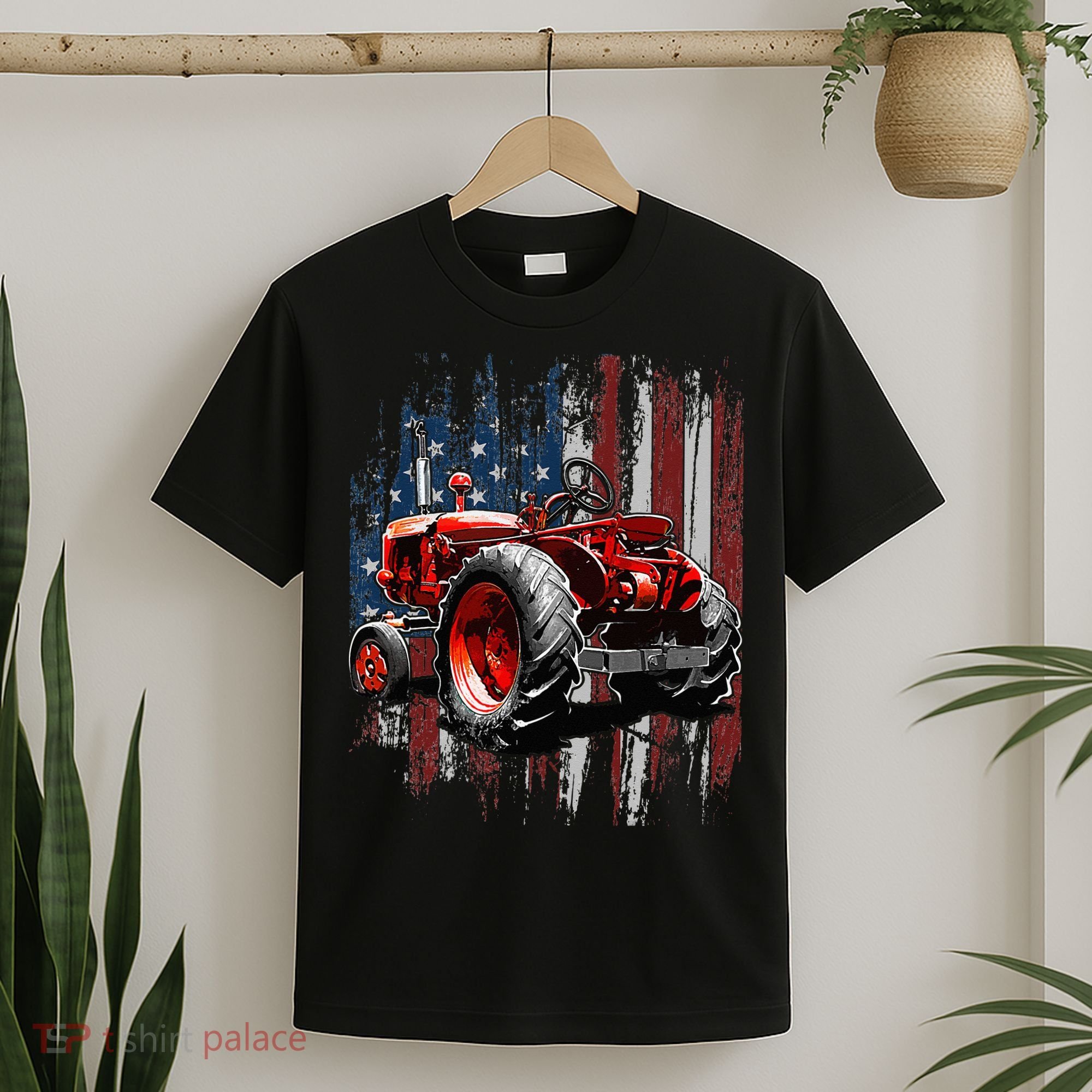 Patriotic Tractor American Flag Tractor Farmer Farm Gift T-Shirt