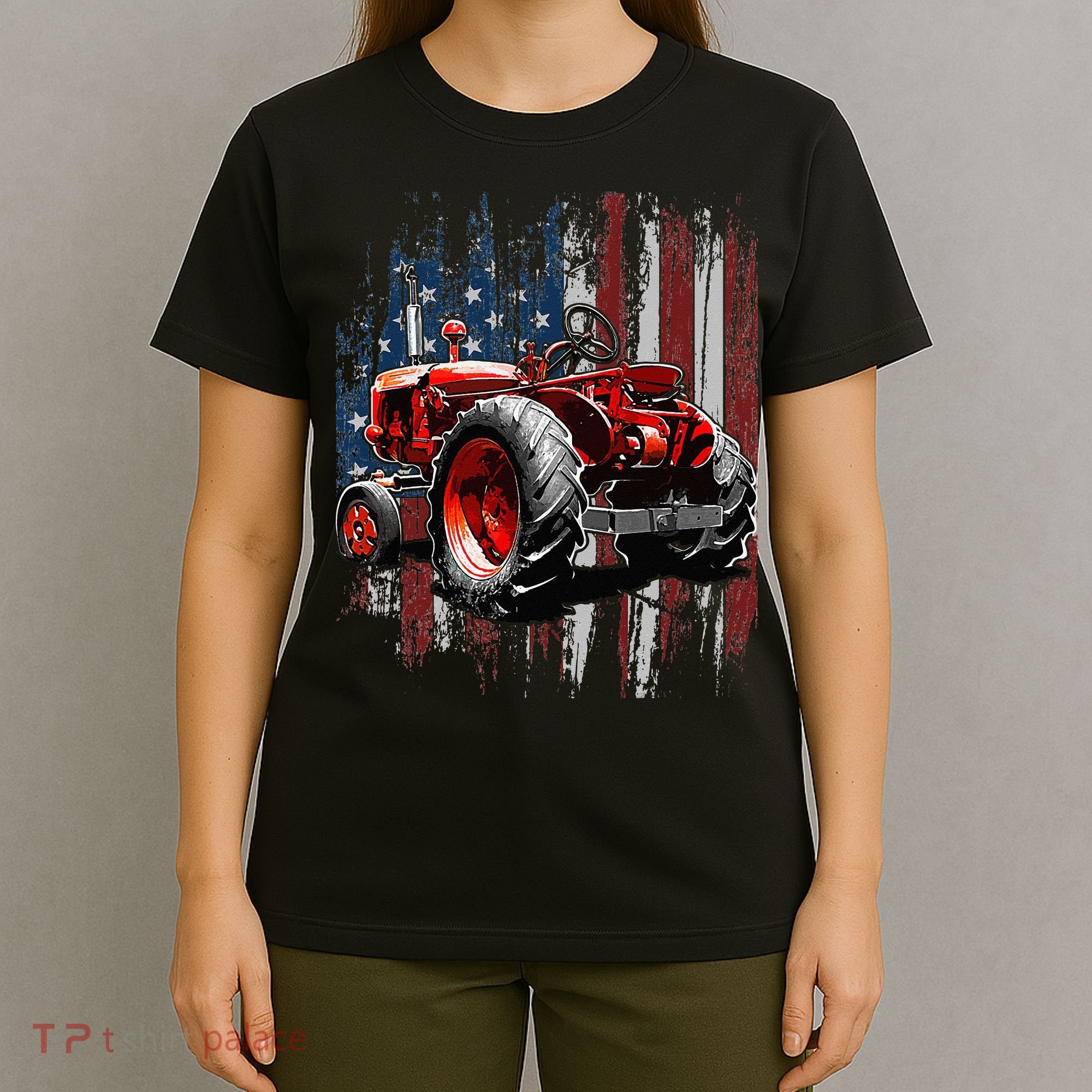 Patriotic Tractor American Flag Tractor Farmer Farm Gift T-Shirt