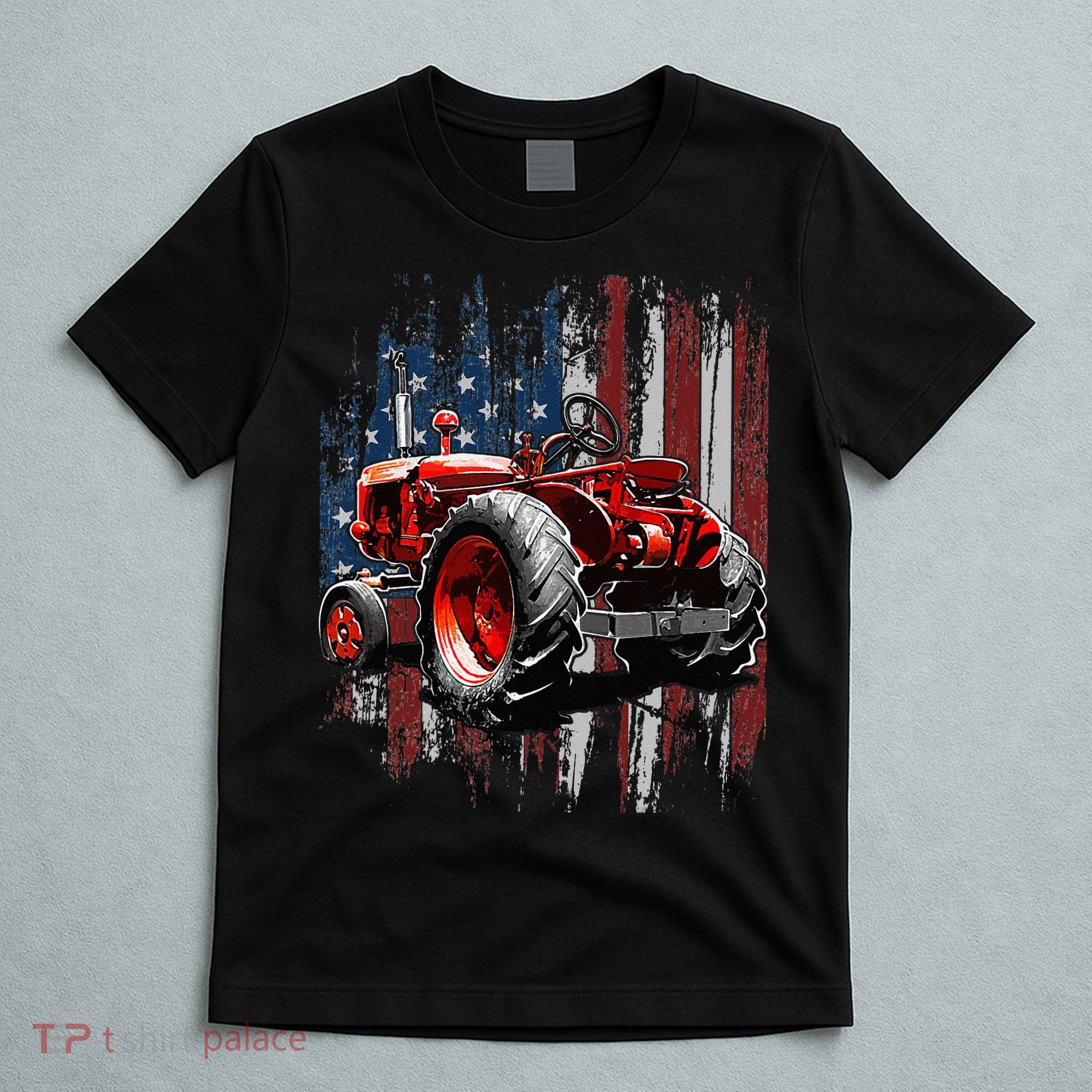 Patriotic Tractor American Flag Tractor Farmer Farm Gift T-Shirt