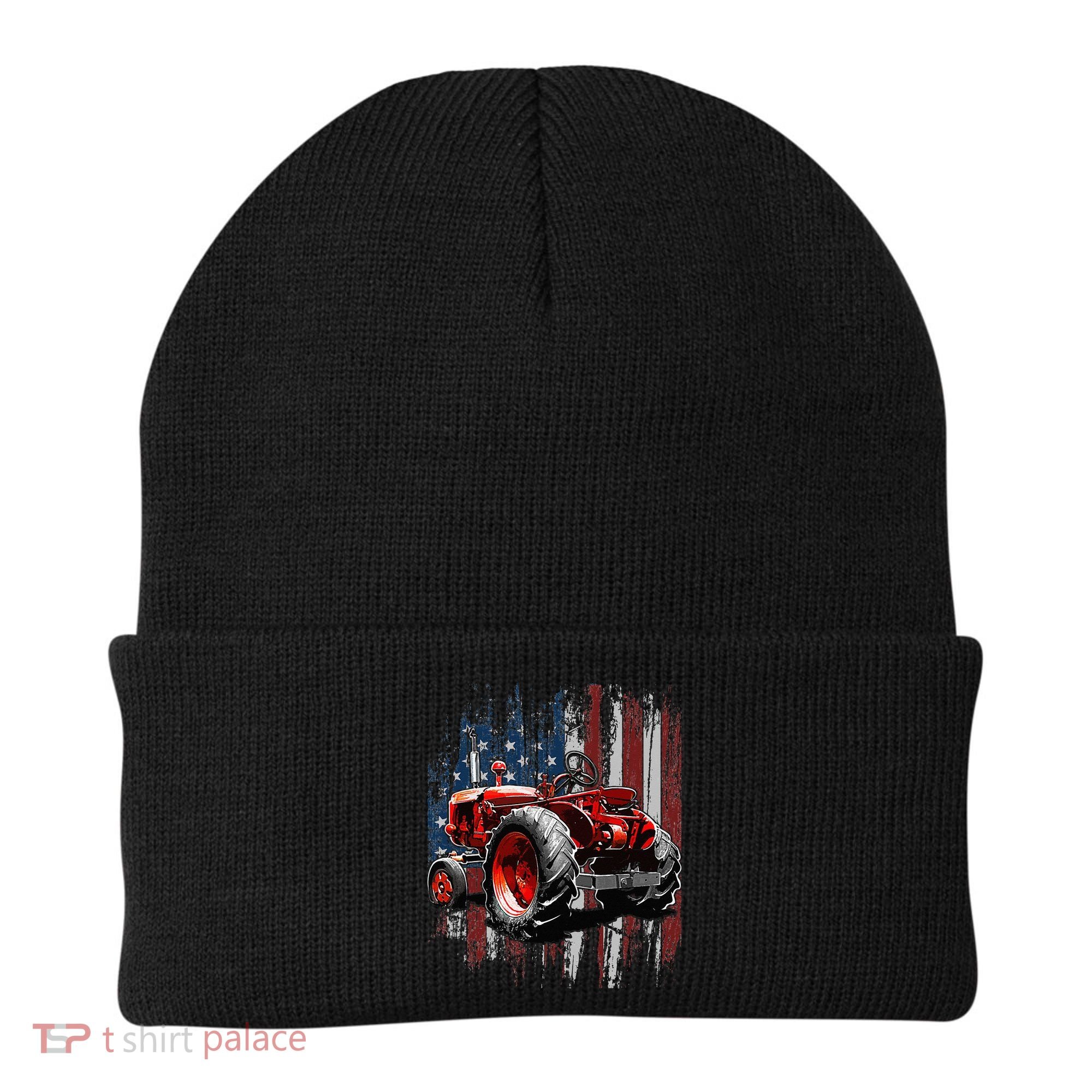 Patriotic Tractor American Flag Tractor Farmer Farm Gift Beanie