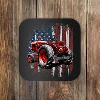 Patriotic Tractor American Flag Tractor Farmer Farm Gift Coaster thumb 0