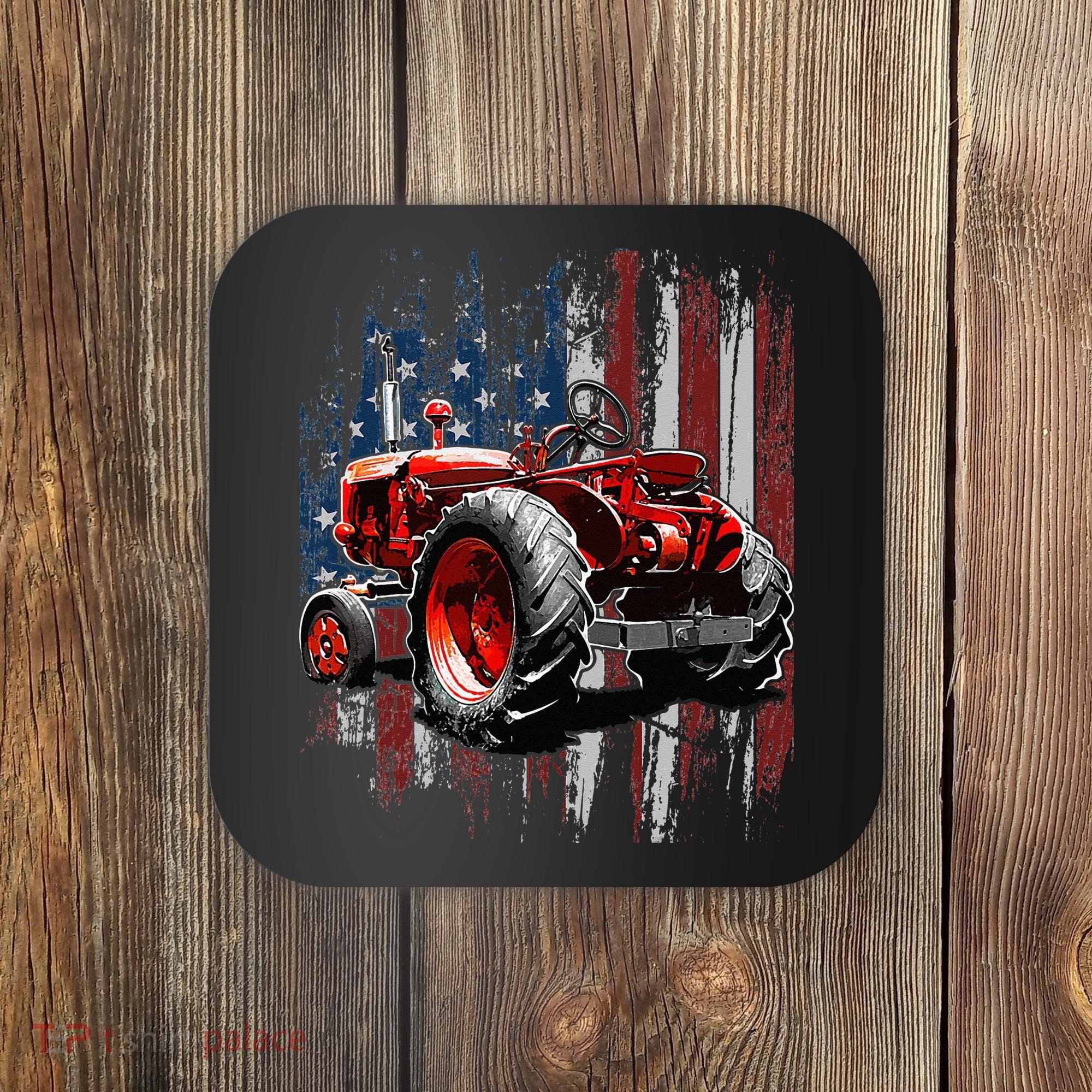 Patriotic Tractor American Flag Tractor Farmer Farm Gift Coaster