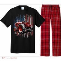 Patriotic Tractor American Flag Tractor Farmer Farm Gift Pajama Set thumb 0