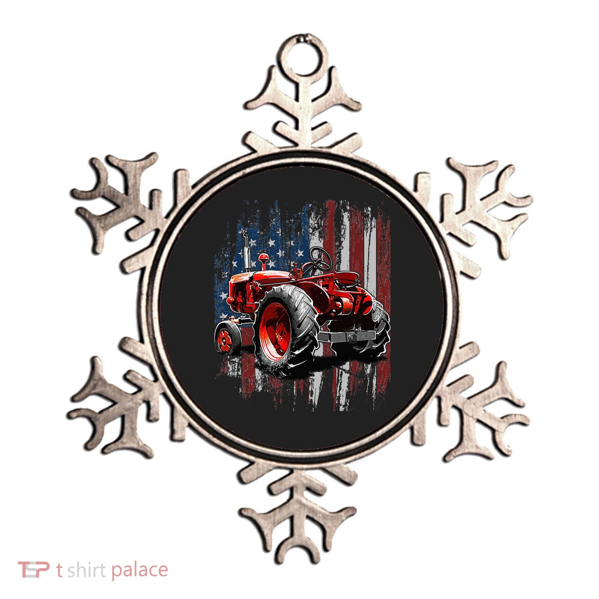 Patriotic Tractor American Flag Tractor Farmer Farm Gift Ornament