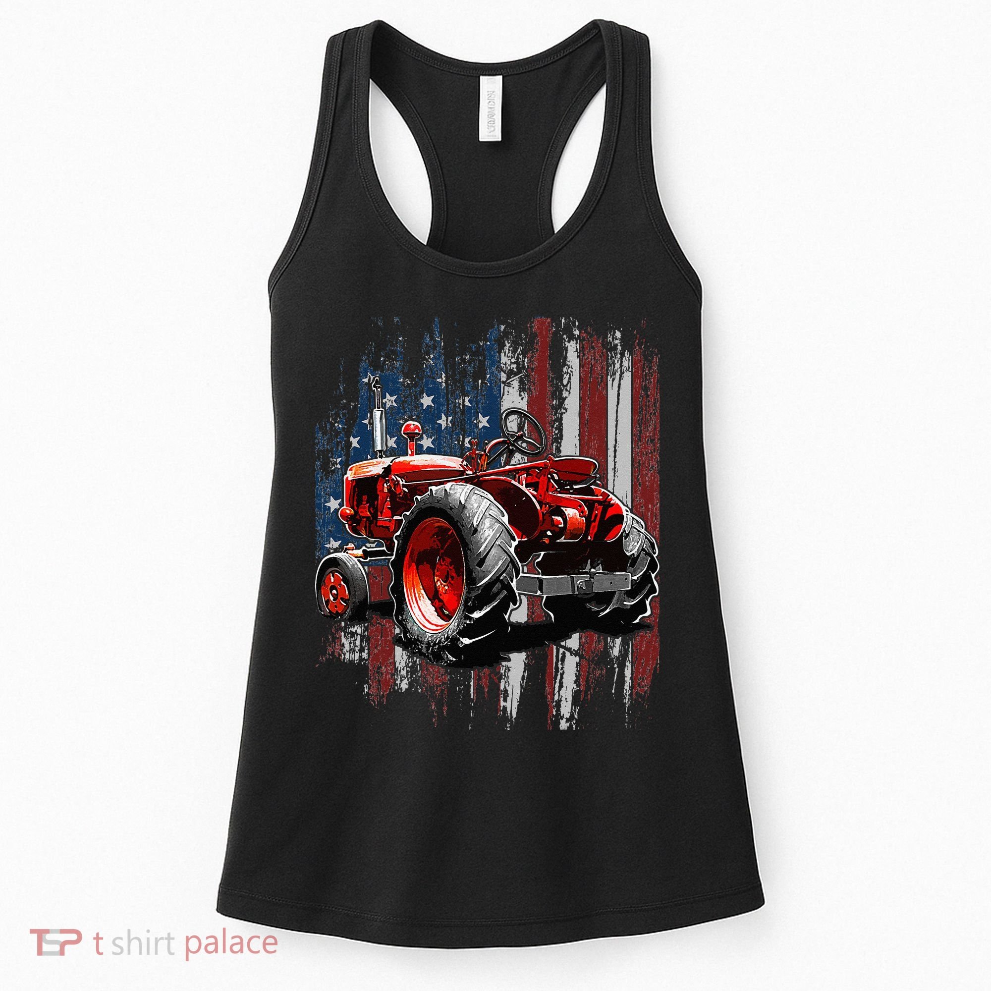 Patriotic Tractor American Flag Tractor Farmer Farm Gift Women's Tank Top