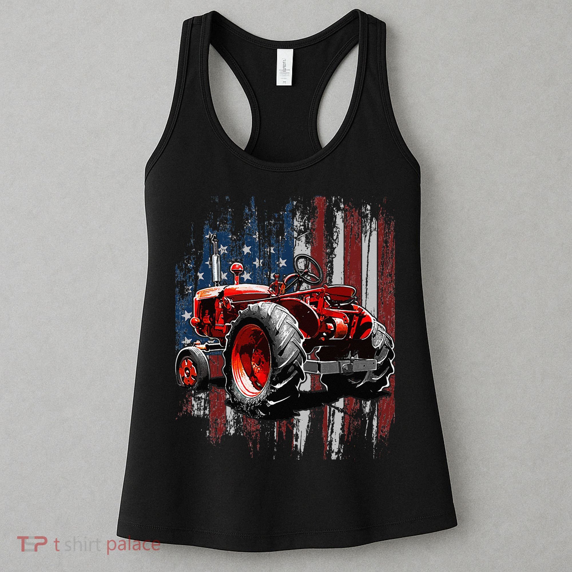 Patriotic Tractor American Flag Tractor Farmer Farm Gift Women's Tank Top