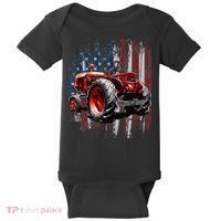 Patriotic Tractor American Flag Tractor Farmer Farm Gift Baby Bodysuit thumb 0