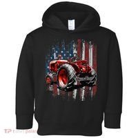 Patriotic Tractor American Flag Tractor Farmer Farm Gift Toddler Hoodie thumb 0