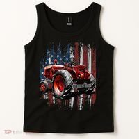 Patriotic Tractor American Flag Tractor Farmer Farm Gift Tank Top thumb 2