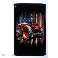 Patriotic Tractor American Flag Tractor Farmer Farm Gift Golf Towel thumb 0