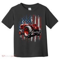 Patriotic Tractor American Flag Tractor Farmer Farm Gift Toddler T-Shirt thumb 0