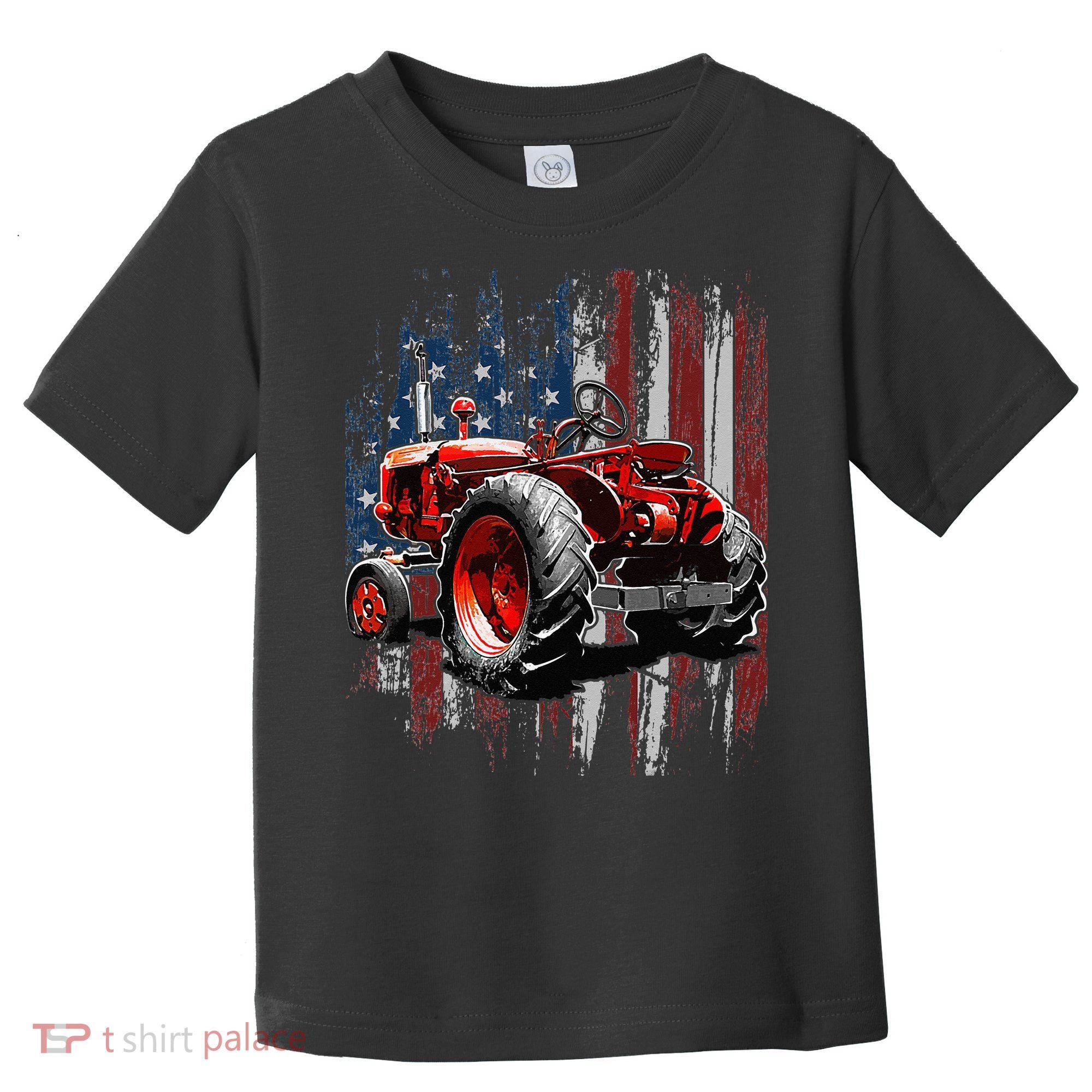 Patriotic Tractor American Flag Tractor Farmer Farm Gift Toddler T-Shirt