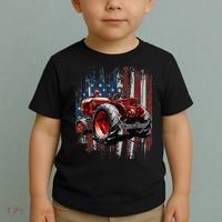 Patriotic Tractor American Flag Tractor Farmer Farm Gift Toddler T-Shirt thumb 2