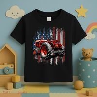 Patriotic Tractor American Flag Tractor Farmer Farm Gift Toddler T-Shirt thumb 3