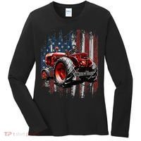 Patriotic Tractor American Flag Tractor Farmer Farm Gift Women's Long Sleeve Shirt thumb 0