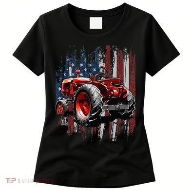 Patriotic Tractor American Flag Tractor Farmer Farm Gift Women's T-Shirt