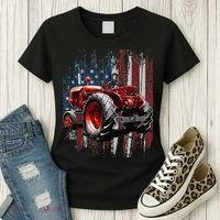 Patriotic Tractor American Flag Tractor Farmer Farm Gift Women's T-Shirt thumb 3